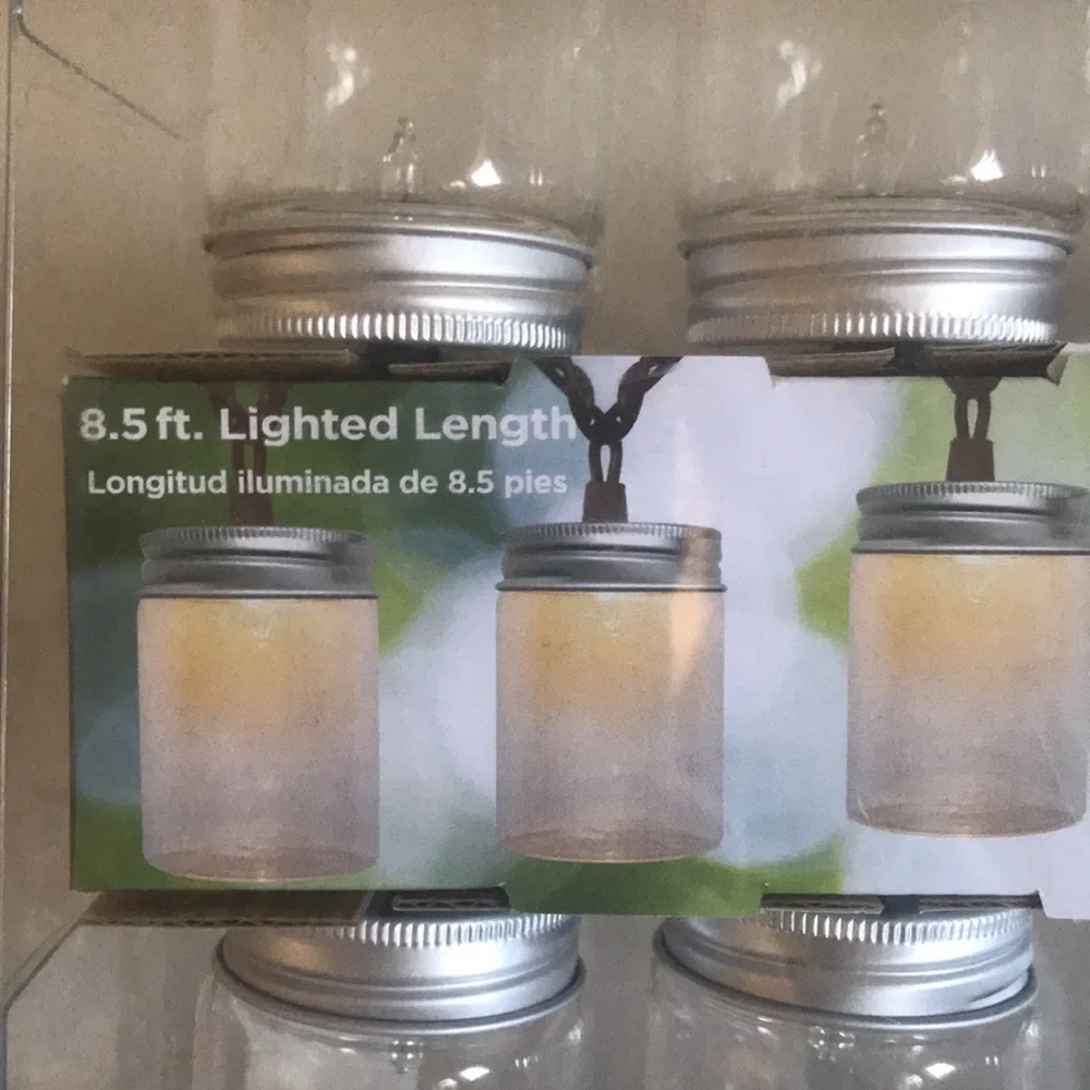 Lot of 2 string light sets. Clear Glass Jar Set and Multicolor Lantern